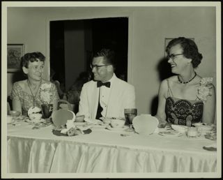 Betty Olsen and Two Unidentified Gamma Phi Betas at Convention Banquet Photograph, 1960