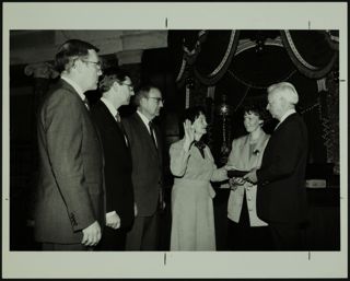 Jocelyn Burdick Being Sworn in as U.S. Senator Photograph, September 16, 1992