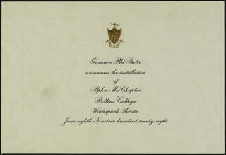 Alpha Mu Chapter Installation Invitation, June 8, 1928