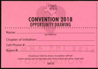 Convention 2018 Opportunity Drawing Ticket