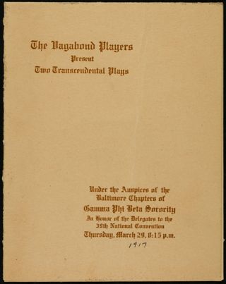 The Vagabond Players Present Two Transcendental Plays Program, March 29, 1917