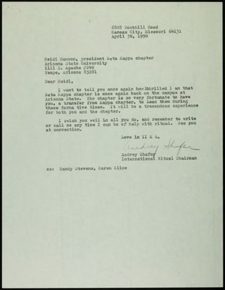 Audrey Shafer to Heidi Munson Letter, April 30, 1990