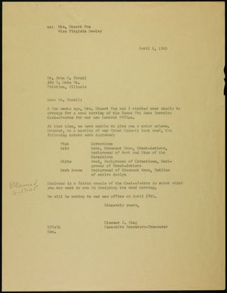 Eleanor J. Sieg to Mr. John O. Torell Letter, April 8, 1965