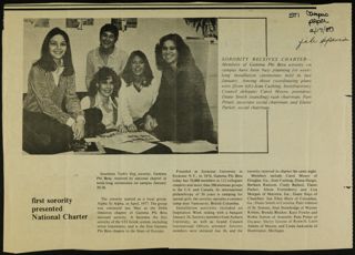 First Sorority Presented National Charter Newspaper Clipping, February 17, 1980