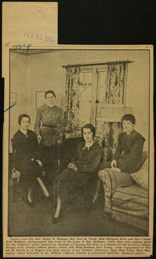 Alumnae Children's Movie Benefit Newspaper Clipping, February 23, 1935