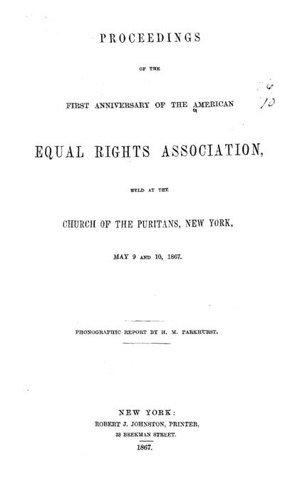 American Equal Rights Association Founded