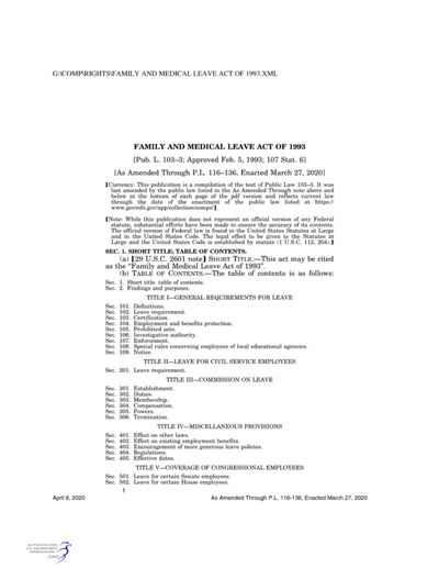The Family and Medical Leave Act