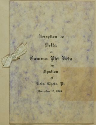 Reception to Delta of Gamma Phi Beta by Upsilon of Beta Theta Pi Program, December 13, 1904