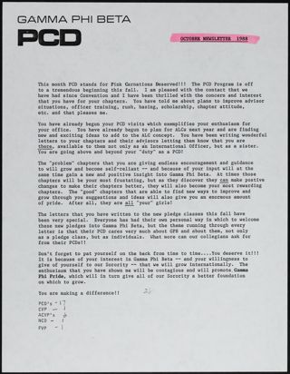 PCD Newsletter, October 1988