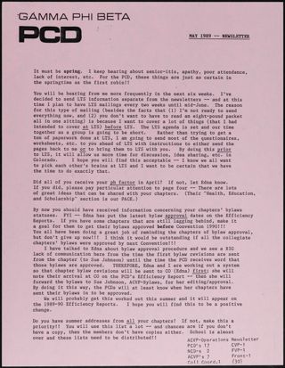 PCD Newsletter, May 1989