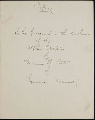 Alpha Chapter Conflict of Interest Declaration, May 25, 1907