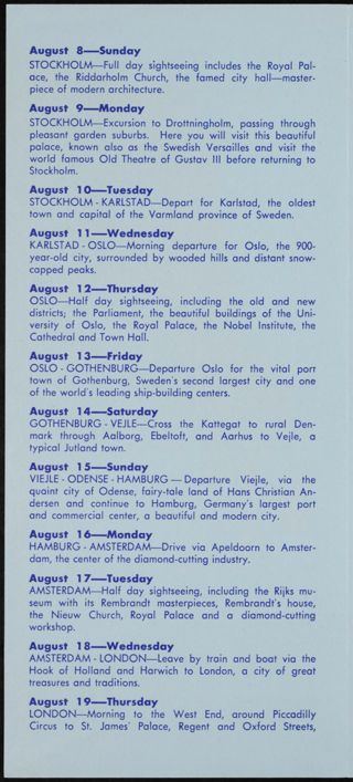 Gamma Phi Beta Sorority European Tour Pamphlet 2, 1965