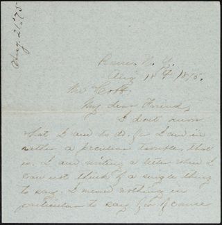 Minnie A. Brigham to Charles Letter, August 18, 1875