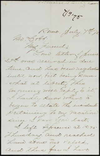 Minnie Bingham to Charlie Letter, January 15, 1878