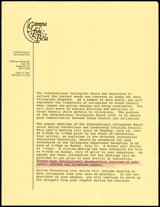 International Collegiate Board Information Sheet, c. 1990