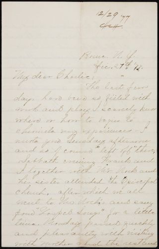 Minnie Bingham to Charlie Letter, December 27, 1877