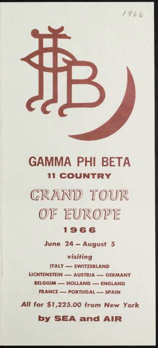 Gamma Phi Beta Sorority European Tour Pamphlet 1, 1966