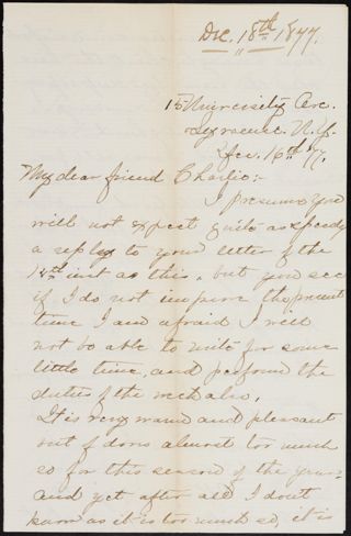 Minnie to Charlie Letter, December 16, 1877