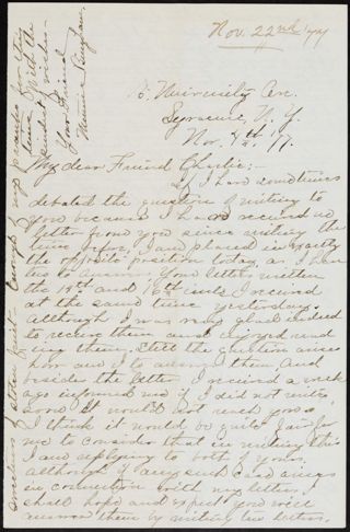Minnie Bingham to Charlie Letter, November 4, 1977