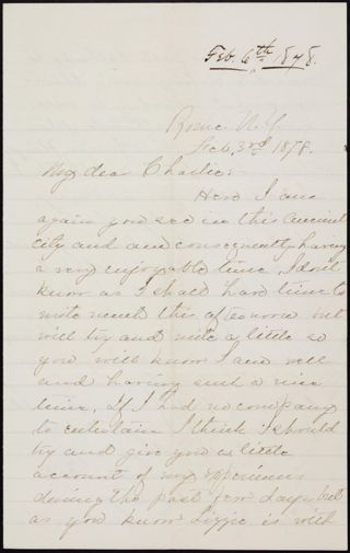 Minnie Bingham to Charlie Letter, February 3-4, 1878