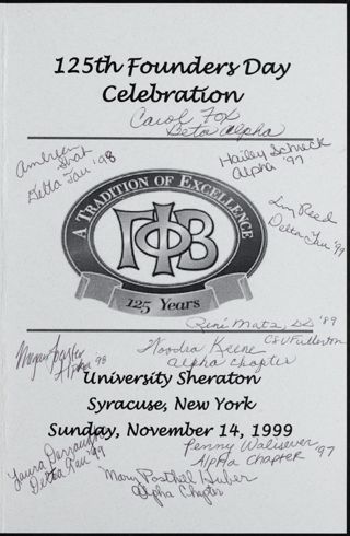 125th Founders Day Celebration Program With Signatures 12, November 14, 1999
