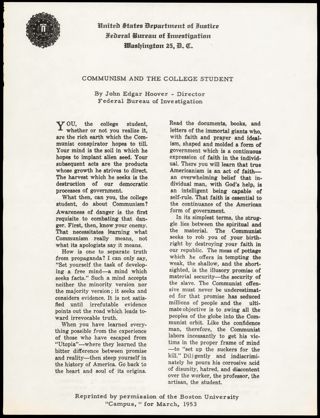 Communism and the College Student, March 1953