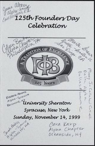 125th Founders Day Celebration Program With Signatures 8, November 14, 1999