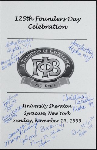 125th Founders Day Celebration Program With Signatures 5, November 14, 1999