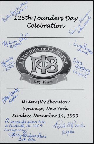 125th Founders Day Celebration Program With Signatures 7, November 14, 1999