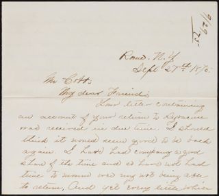 Minnie Bingham to Mr. Cobb Letter, September 27, 1875