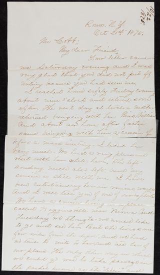 Minnie Bingham to Mr. Cobb Letter, October 21, 1875