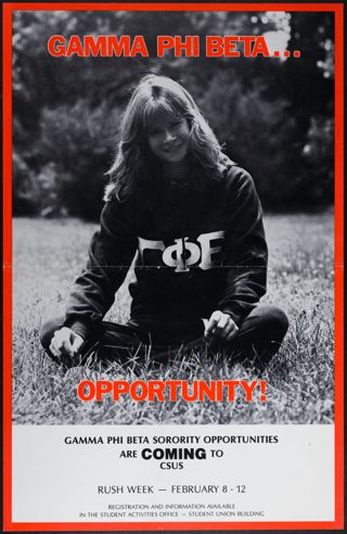 Gamma Phi Beta... Opportunity! Flier, 1991