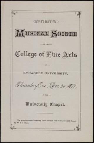 First Musical Soiree of the College of Fine Arts Program, December 20, 1877