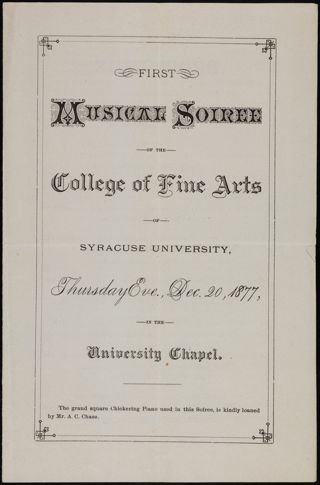 First Musical Soiree of the College of Fine Arts Program, December 20, 1877