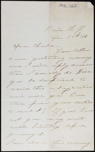 Minnie Bingham to Charlie Letter, December 28, 1881