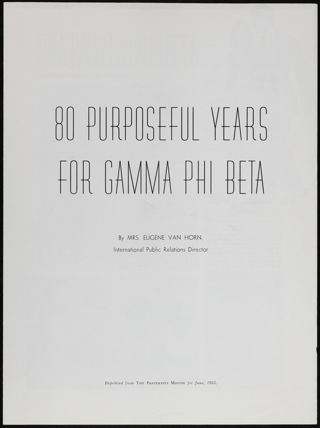 80 Purposeful Years for Gamma Phi Beta Booklet, 1955