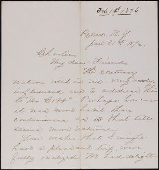 Minnie Bingham to Charlie Letter, January 31, 1876