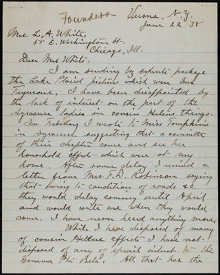 B.J. Dodge to Mrs. White Letter, June 22, 1938