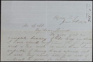 Minnie Bingham to Mr. Cobb Letter, January 7, 1876