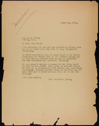 Charlotte Bruce Robertson White to Mr. Dodge Letter, March 30, 1938