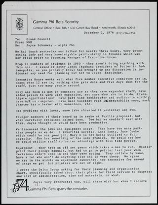 Mary Margaret Moxley to Grand Council Letter, December 2, 1976