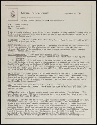 Berta Sorensen to Grand Council Memo, September 22, 1976