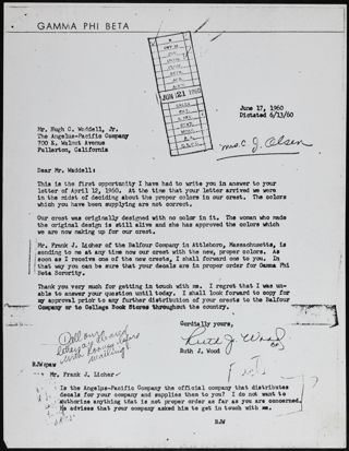 Ruth J. Wood to Mr. Waddell Letter, June 17, 1960