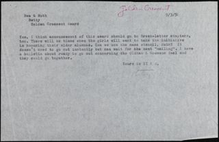 Betty Olsen to Bea Wittenberg & Ruth Wood Memo, September 3, 1958