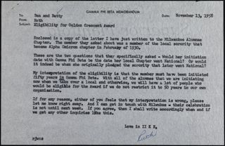 Ruth Wood to Bea Wittenberg and Betty Olsen Memo, November 13, 1958