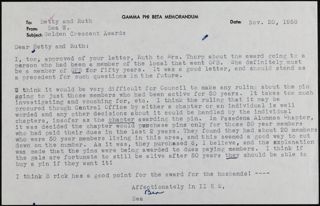 Bea Wittenberg to Betty Olsen and Ruth Wood Memo, November 20, 1958