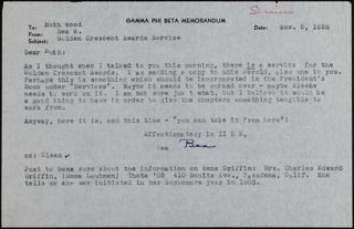 Bea Wittenberg to Ruth Wood Memo, November 5, 1958