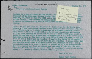 Janice Gray Perrizo to Olive & Elizabeth Memo, October 20, 1956