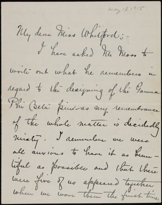 Frances E. Moss to Letter, May 18, 1915