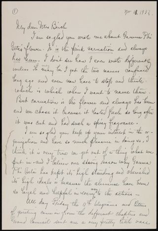 Frances E. Haven Moss to Mrs. Birch Letter, November 18, 1932